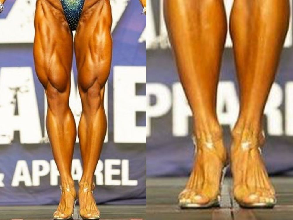 bodybuilder female&#039;s sexy Legs feet and High heels #97106804