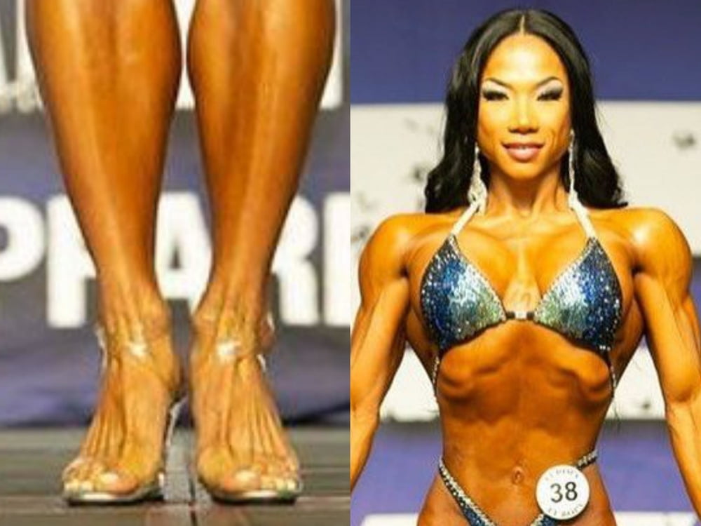 bodybuilder female&#039;s sexy Legs feet and High heels #97106807