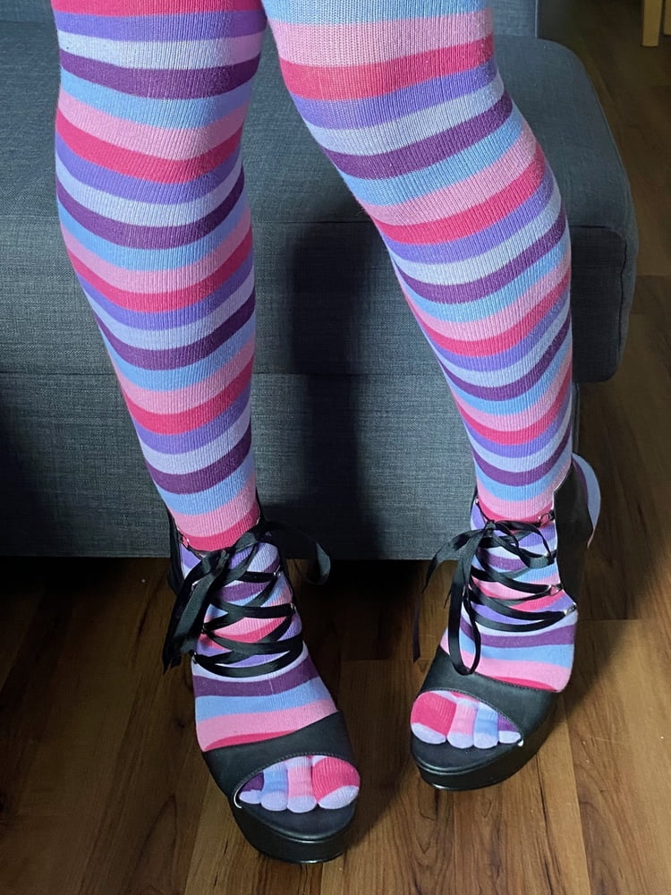 Stripy OTK Toe Socks & Aloha Panties #106995406
