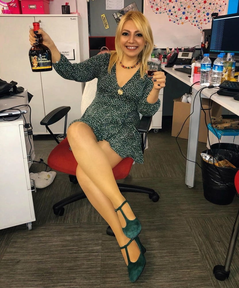 Nylon leg and feet tease from sexy Turkish office slut #103735117