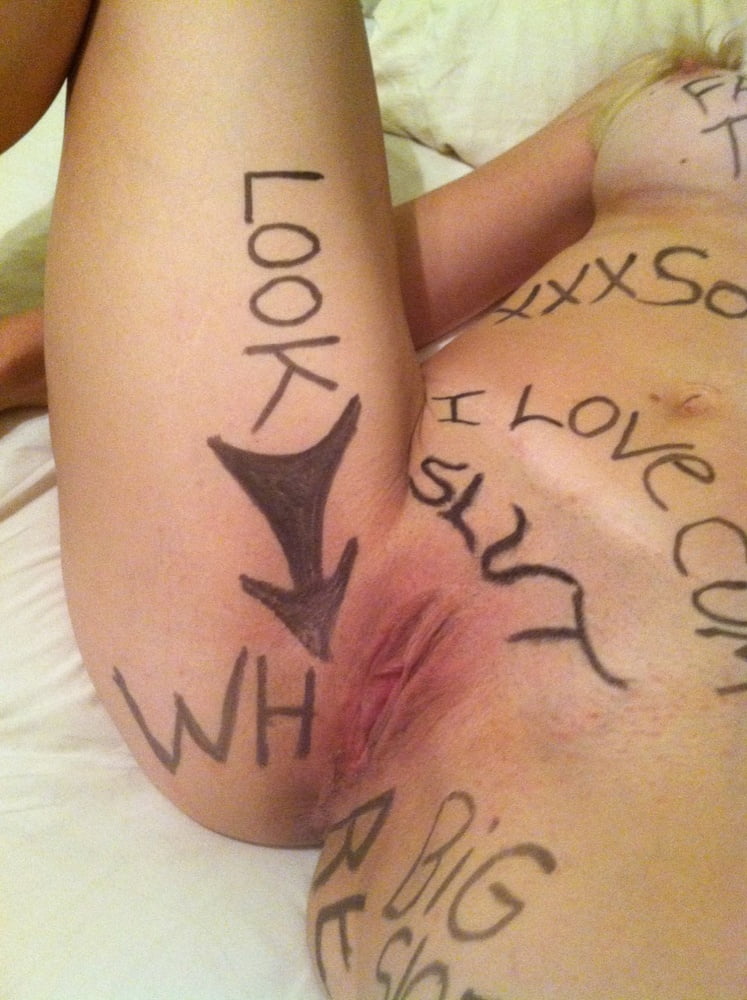 Anonymous Blonde Submissive 36DD Fake Tits Body Writing Slut #97701796