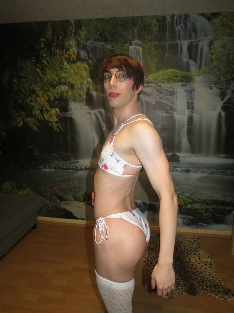 Sissy Faggot White Bikini #107055795