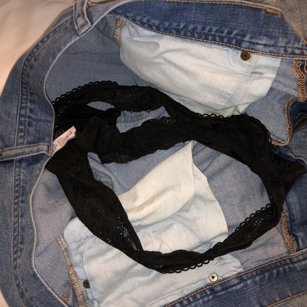 My cock, wife down pants and a pile of dirty panties #98022773