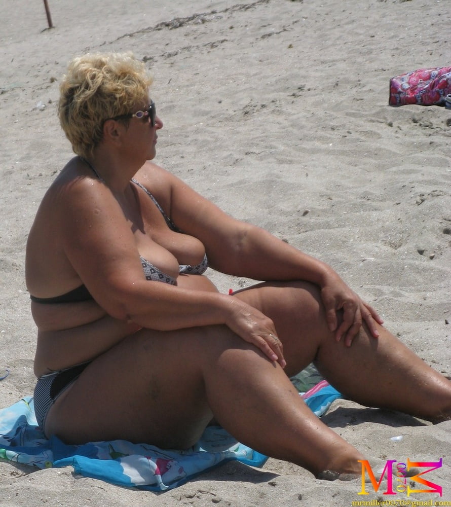 BBW Blondes in bikini (Beach Voyeur) #92448441