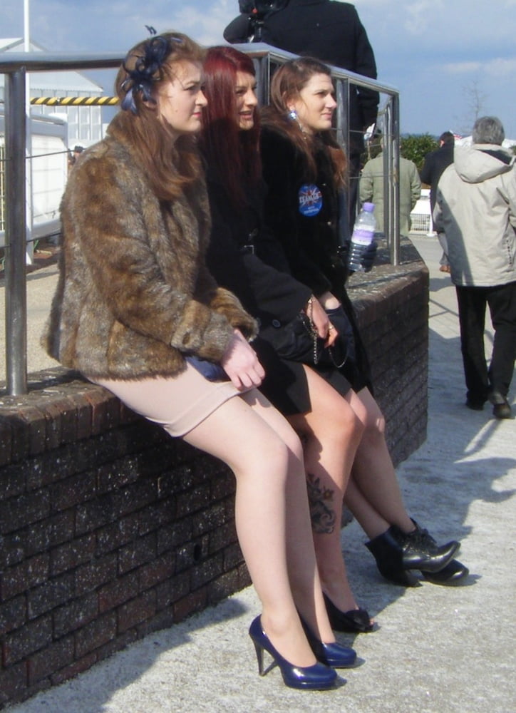 Street pantyhose - brit trash at the races
 #97528839
