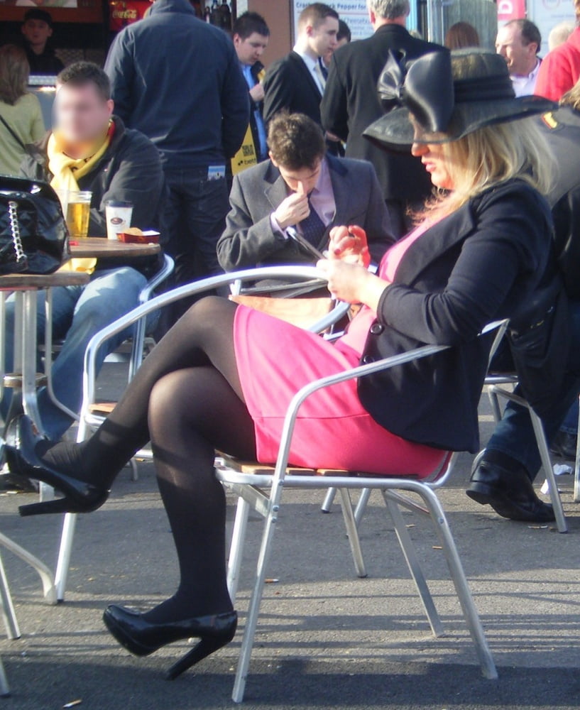 Street pantyhose - brit trash at the races
 #97528853