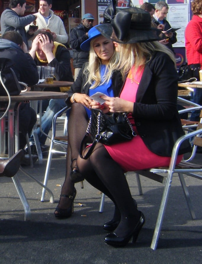 Street pantyhose - brit trash at the races
 #97528856