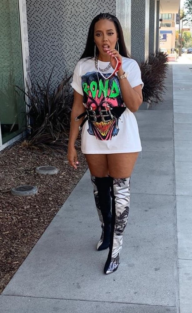 Female Celebrity Boots &amp; Leather - Angela Simmons #99416300