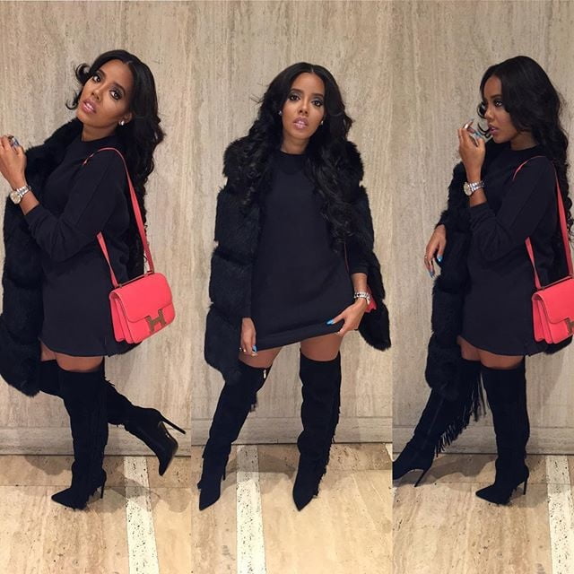 Female Celebrity Boots &amp; Leather - Angela Simmons #99416348