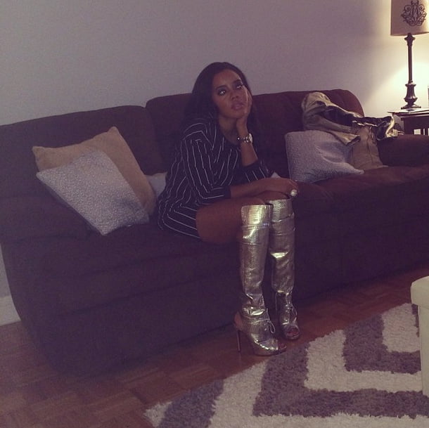 Female Celebrity Boots &amp; Leather - Angela Simmons #99416350