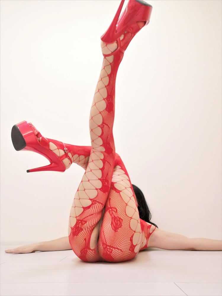 Red Fishnets &amp; Platform Heels #107241123