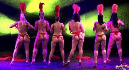 Burlesque women in red thongs #93851754