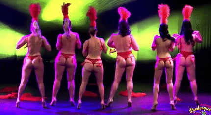 Burlesque women in red thongs #93851771