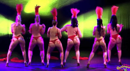 Burlesque women in red thongs #93851778