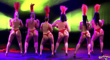 Burlesque women in red thongs #93851781
