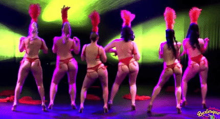 Burlesque women in red thongs #93851784