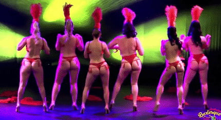 Burlesque women in red thongs #93851790