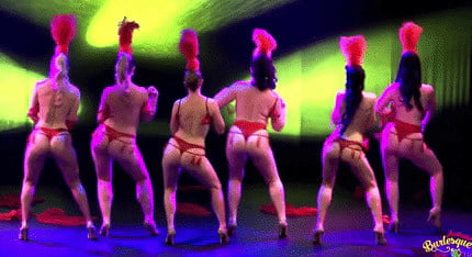 Burlesque women in red thongs #93851793