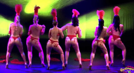 Burlesque women in red thongs #93851795