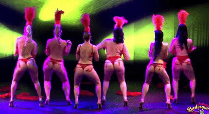 Burlesque women in red thongs #93851799