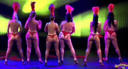 Burlesque women in red thongs #93851802