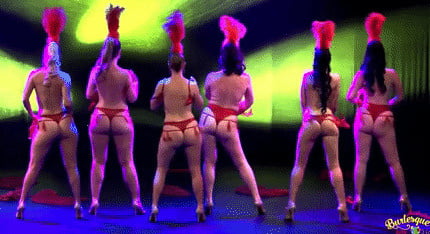 Burlesque women in red thongs #93851813