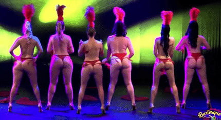 Burlesque women in red thongs #93851826