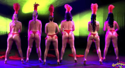 Burlesque women in red thongs #93851838