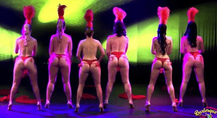 Burlesque women in red thongs #93851846
