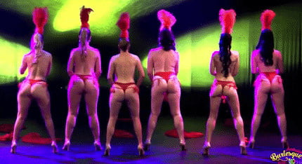 Burlesque women in red thongs #93851848
