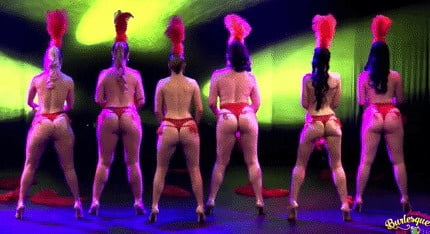 Burlesque women in red thongs #93851854