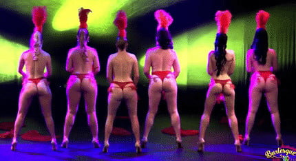 Burlesque women in red thongs #93851857
