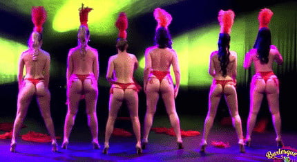 Burlesque women in red thongs #93851869