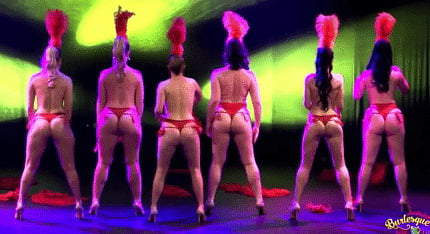 Burlesque women in red thongs #93851872