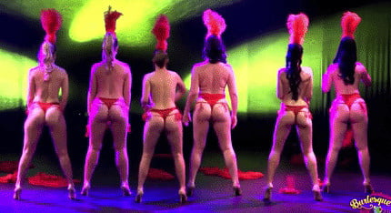 Burlesque women in red thongs #93851875