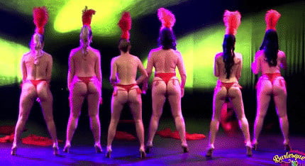 Burlesque women in red thongs #93851881