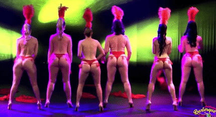 Burlesque women in red thongs #93851884