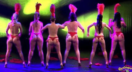 Burlesque women in red thongs #93851903