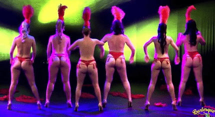 Burlesque women in red thongs #93851906