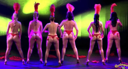 Burlesque women in red thongs #93851911