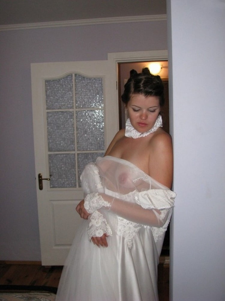 Amateur European bride wearing stockings #82795474