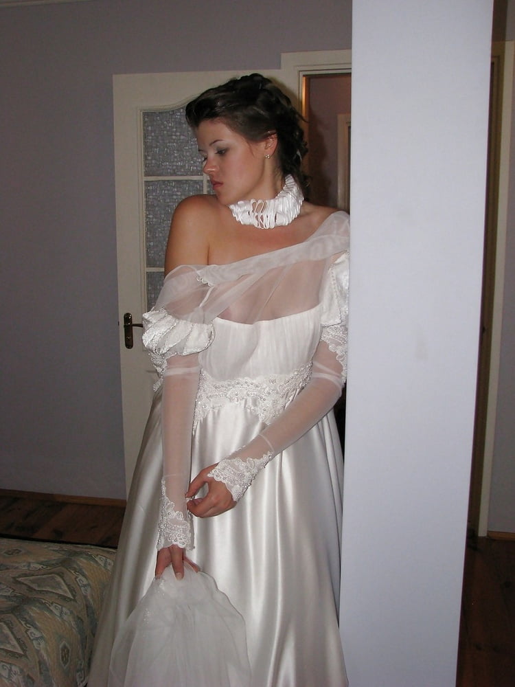 Amateur European bride wearing stockings #82795516