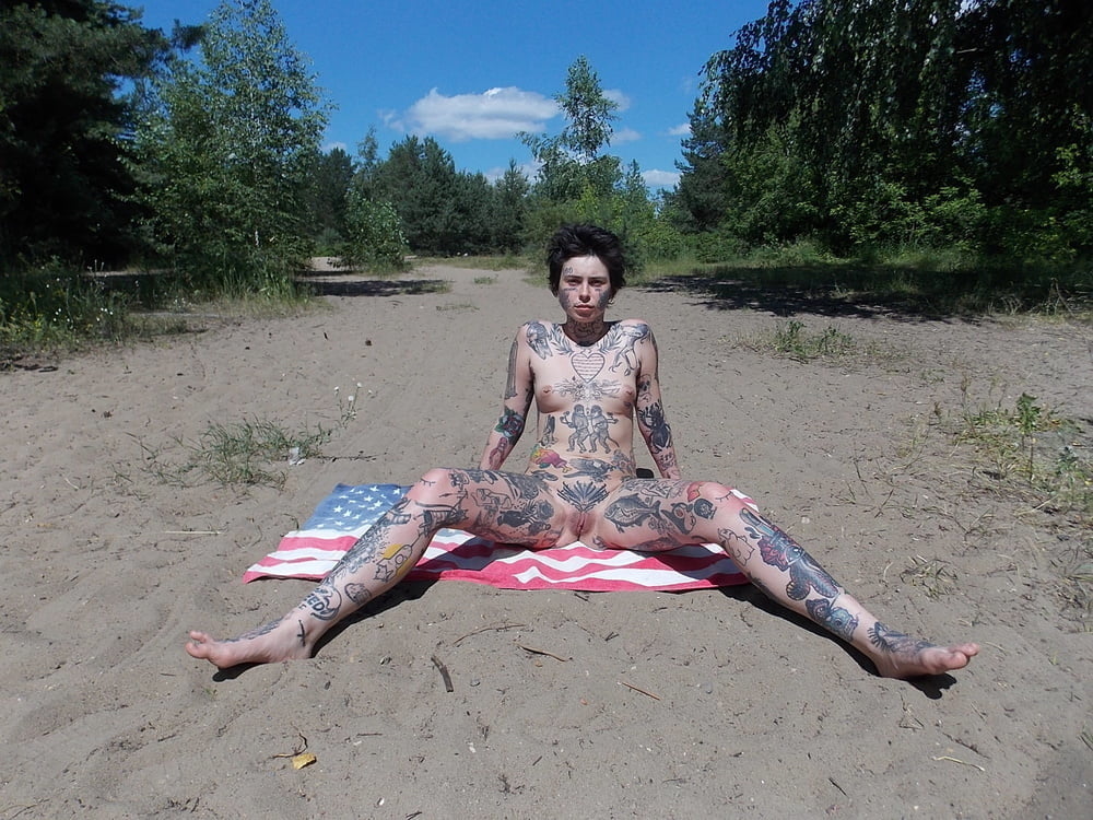 russian tattooed slut on the beach #91458747