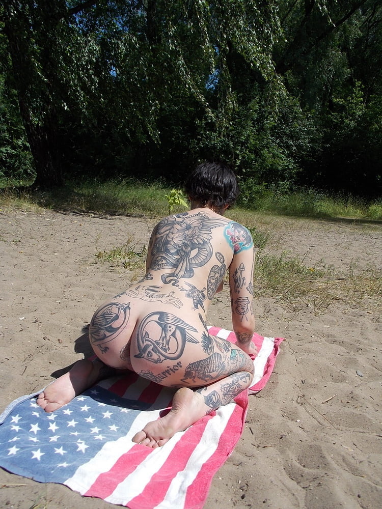 russian tattooed slut on the beach #91458762