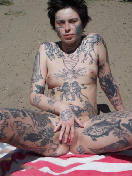 russian tattooed slut on the beach #91458803
