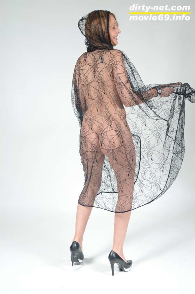 Milf lea blow waering a see-through cape and high heels
 #106792988