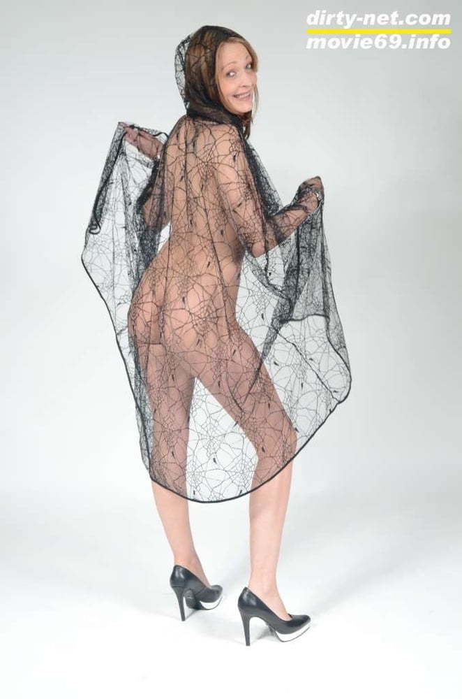 Milf lea blow waering a see-through cape and high heels
 #106792991