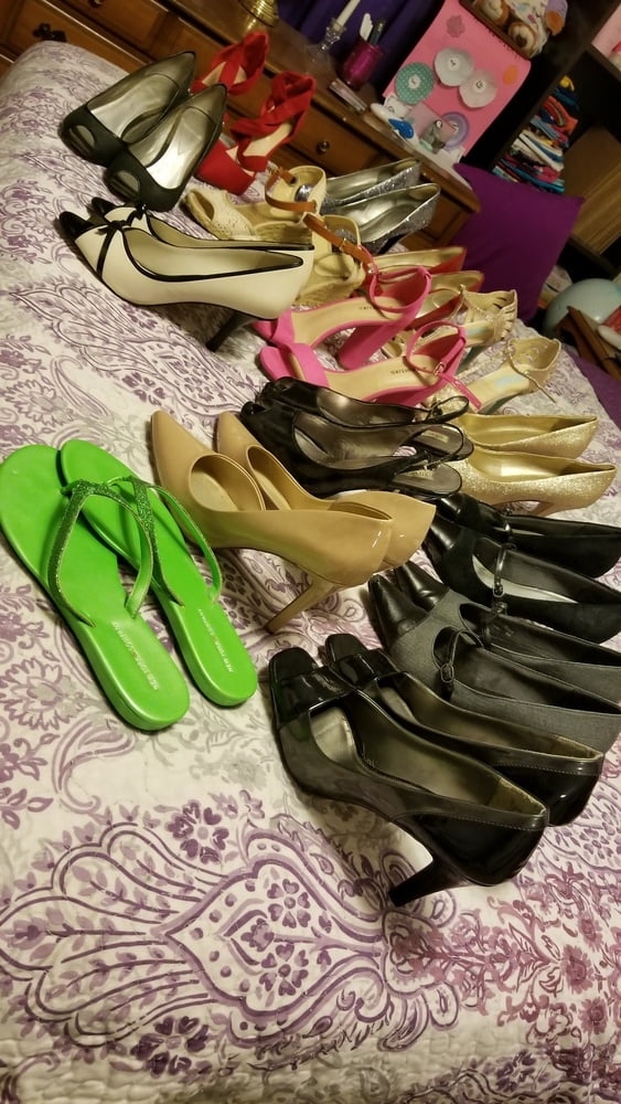 Playing in my shoe closet pretty feet heels flats milf  wife #107233307