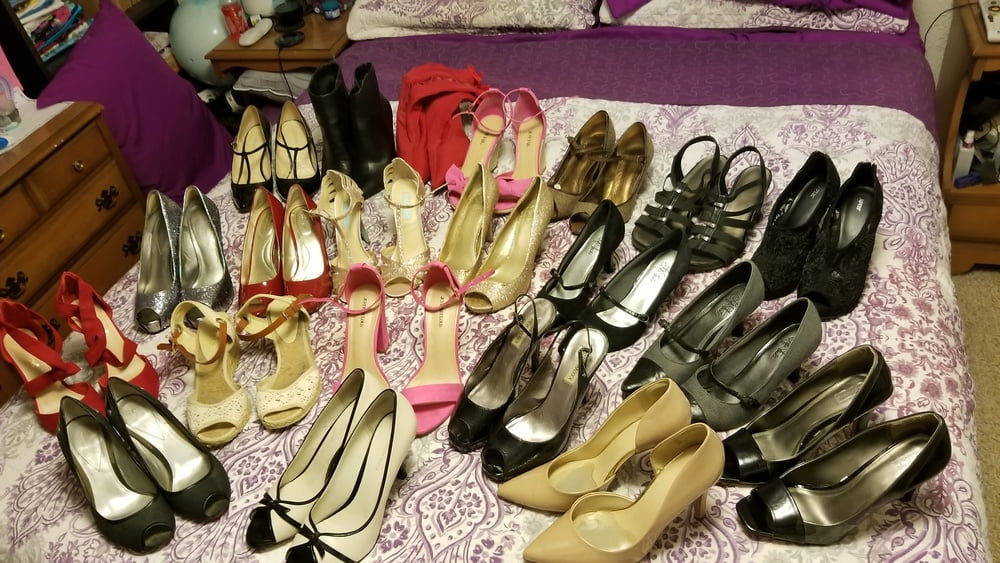 Playing in my shoe closet pretty feet heels flats milf  wife #107233315