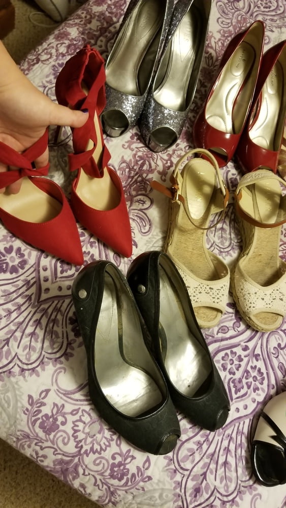 Playing in my shoe closet pretty feet heels flats milf  wife #107233333